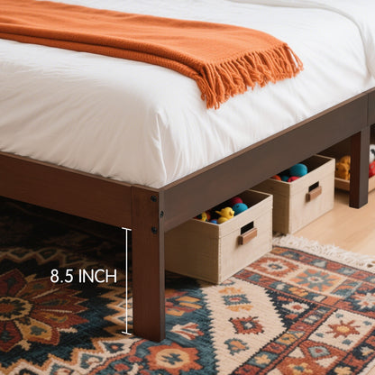 CHUN YI 12" Solid Wood Platform Bed Frame with Headboard