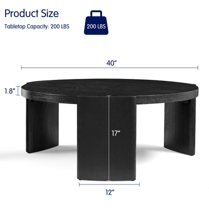 CHUN YI 40" Round Coffee Table for Living Room, Wood Grain Finish, Modern Wood Center Table