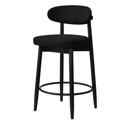 CHUN YI Beige Bar Height Stools Wooden Upholstered Curved Back Counter Height Bar Stool