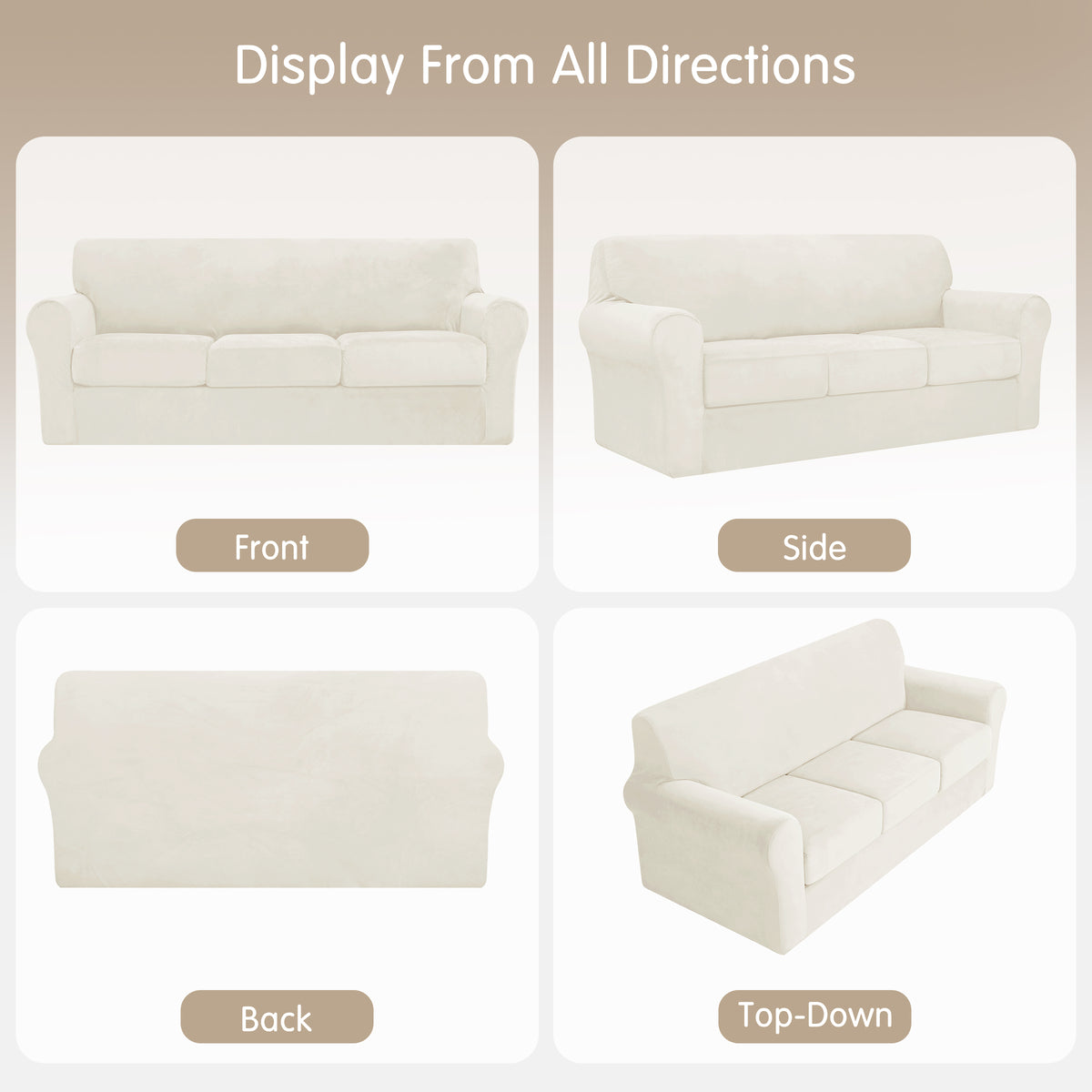 CHUN YI Velvet Armchair Cover, 2-Pieces High Stretch and Washable Sofa Covers, Non Slip Couch Cover, Luxury Soft Sofa Slipcover for Pet