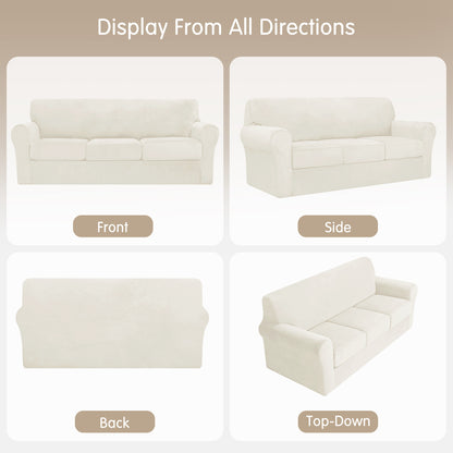 CHUN YI Velvet Armchair Cover, 2-Pieces High Stretch and Washable Sofa Covers, Non Slip Couch Cover, Luxury Soft Sofa Slipcover for Pet