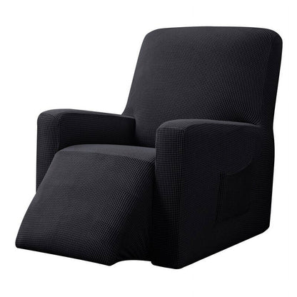 CHUN YI 1 Piece Textured Grid Stretch Recliner Cover with Elastic Bottom Side Pocket for Living Room