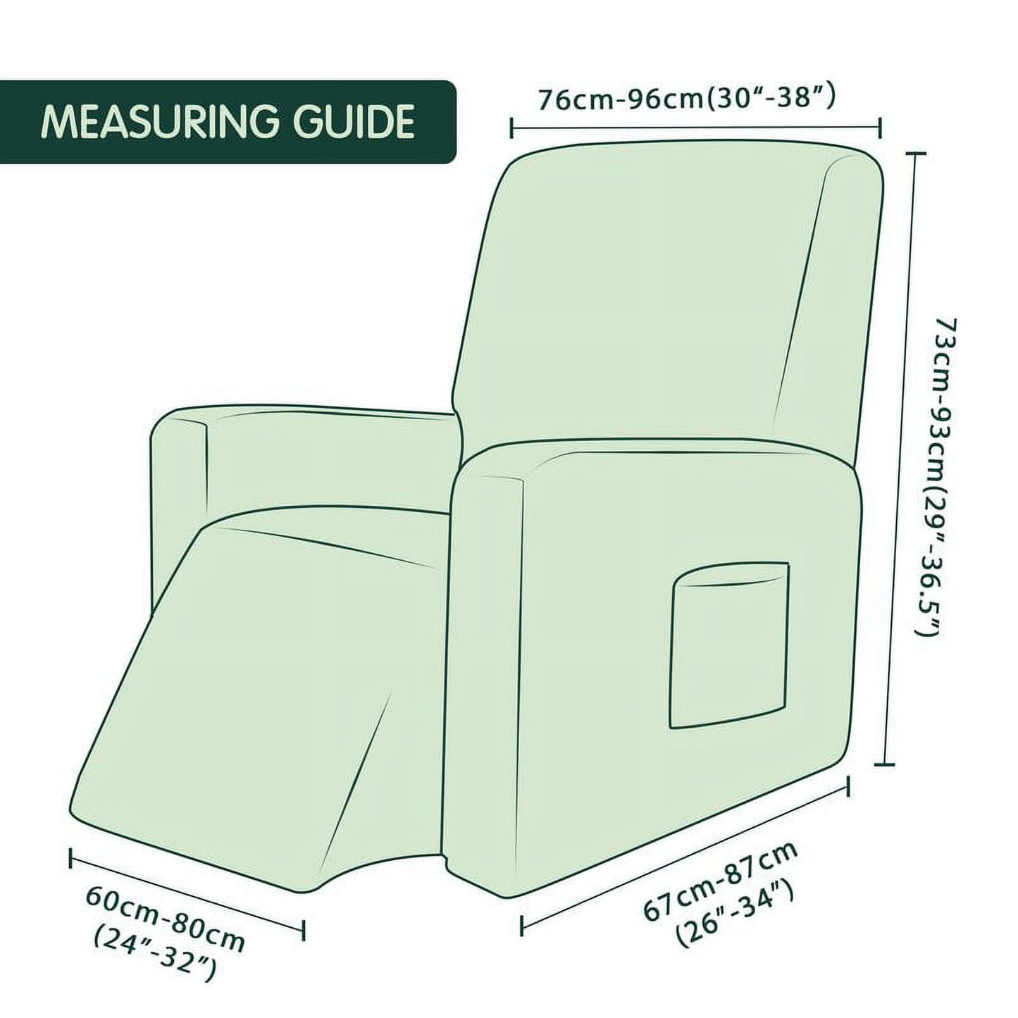 CHUN YI 1 Piece Textured Grid Stretch Recliner Cover with Elastic Bottom Side Pocket for Living Room