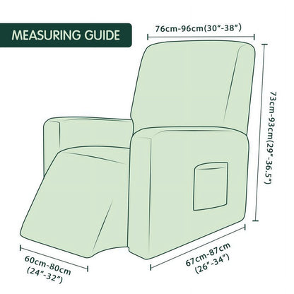 CHUN YI 1 Piece Textured Grid Stretch Recliner Cover with Elastic Bottom Side Pocket for Living Room