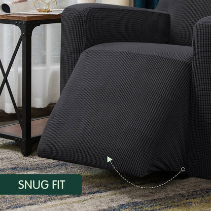 CHUN YI 1 Piece Textured Grid Stretch Recliner Cover with Elastic Bottom Side Pocket for Living Room