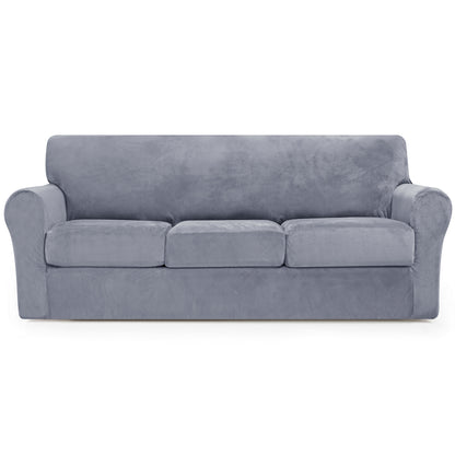 CHUN YI Velvet Armchair Cover, 2-Pieces High Stretch and Washable Sofa Covers, Non Slip Couch Cover, Luxury Soft Sofa Slipcover for Pet