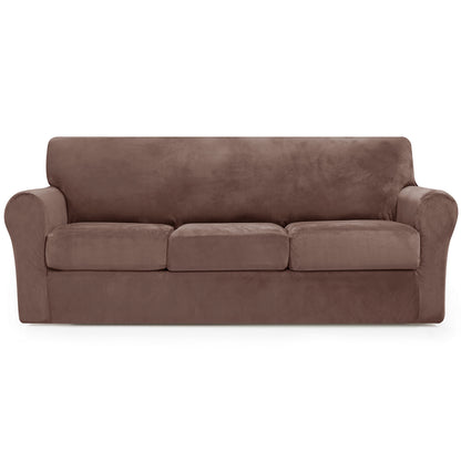 CHUN YI Velvet Armchair Cover, 2-Pieces High Stretch and Washable Sofa Covers, Non Slip Couch Cover, Luxury Soft Sofa Slipcover for Pet